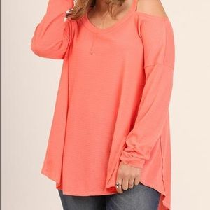 Coral cold shoulder top